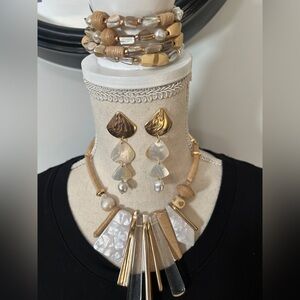 Chico’s Elegant Gold and Cream Jewelry Set